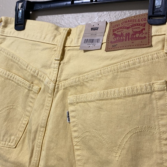 Levi’s 501 Original 100% Cotton Cropped Hi-Rise Straight Leg yellow jeans 38x26 - Picture 11 of 14